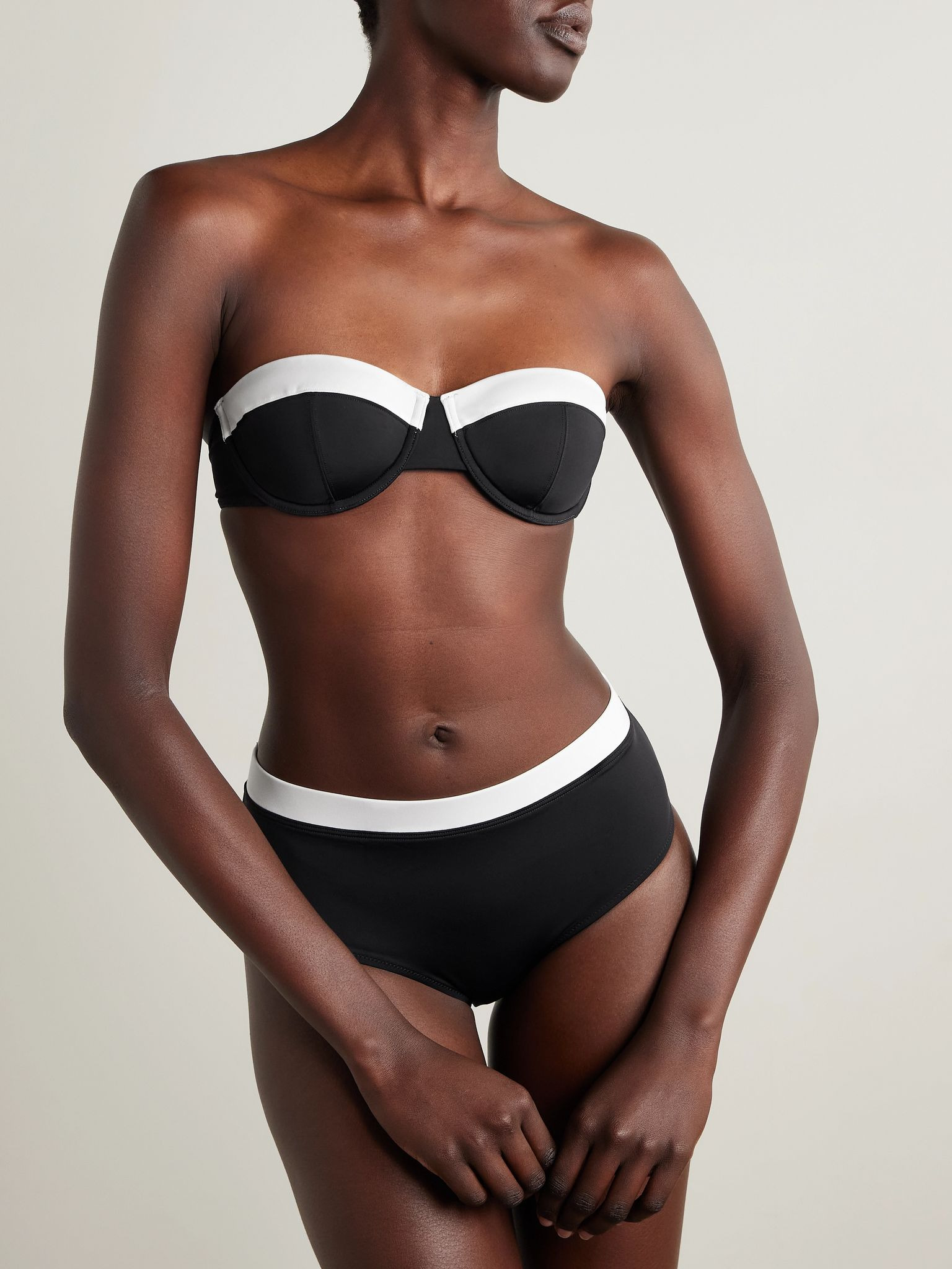 Jo two-tone underwired balconette bikini top Black - 5