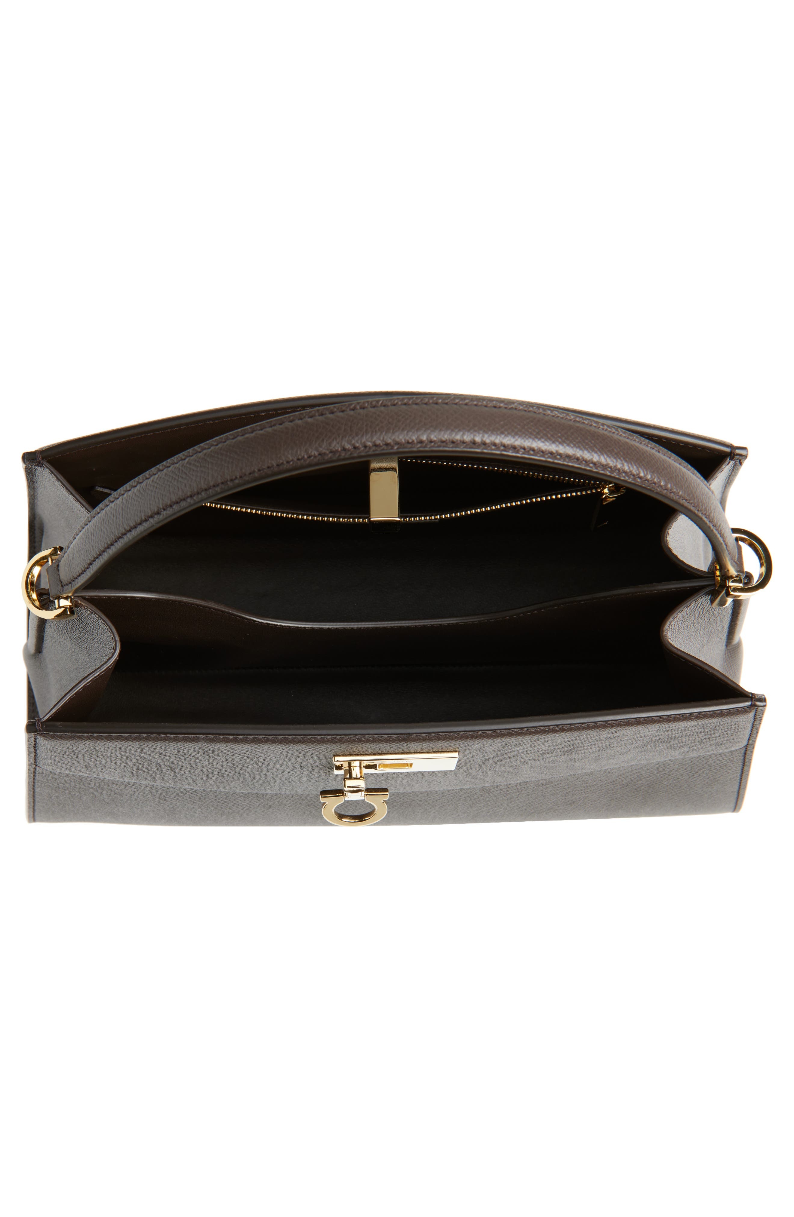 FERRAGAMO Small Studio Box Leather Top Handle Bag in Testa Di Moro at Nordstrom - 5