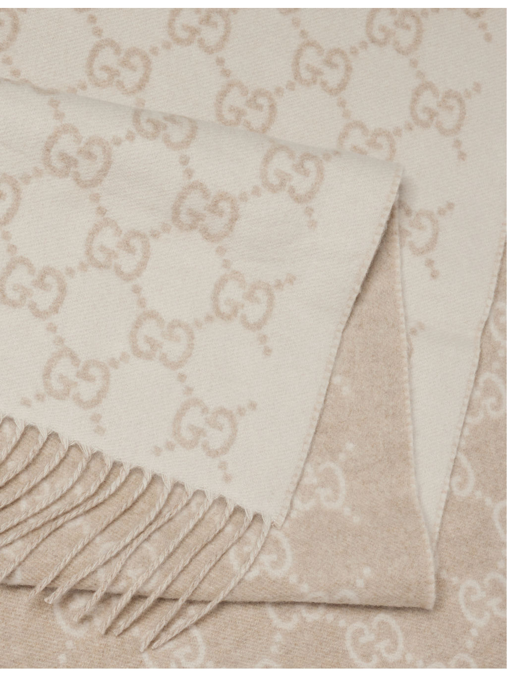 GG Monogram Fringed-Trim Brushed Cashmere Shawl - 3