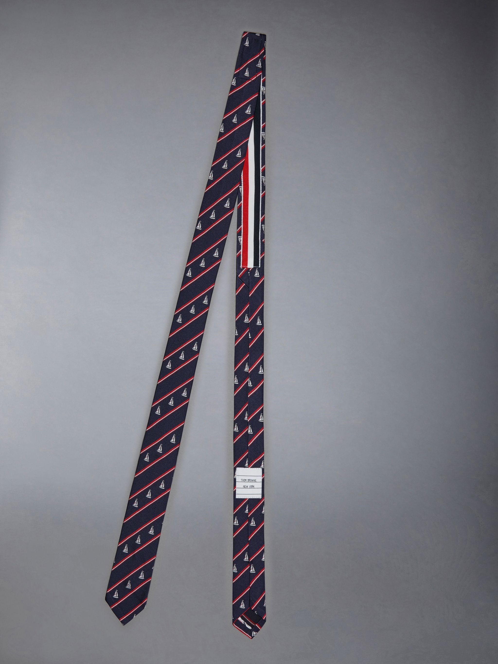 Silk Stripe Sailboat Classic Tie - 2