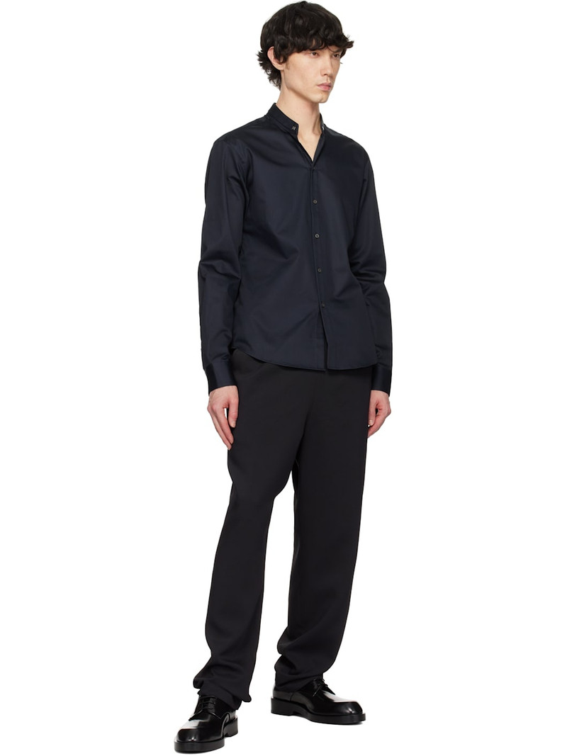 Wooyoungmi Navy Band Collar Shirt outlook