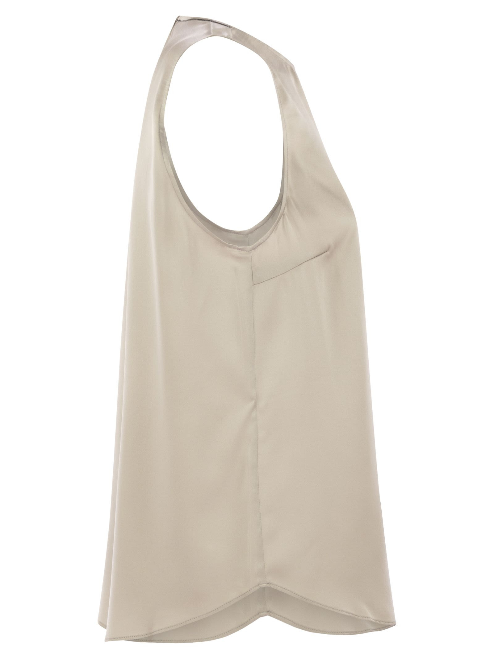 Brunello Cucinelli Women Stretch Silk Satin Top With Jewellery - 3