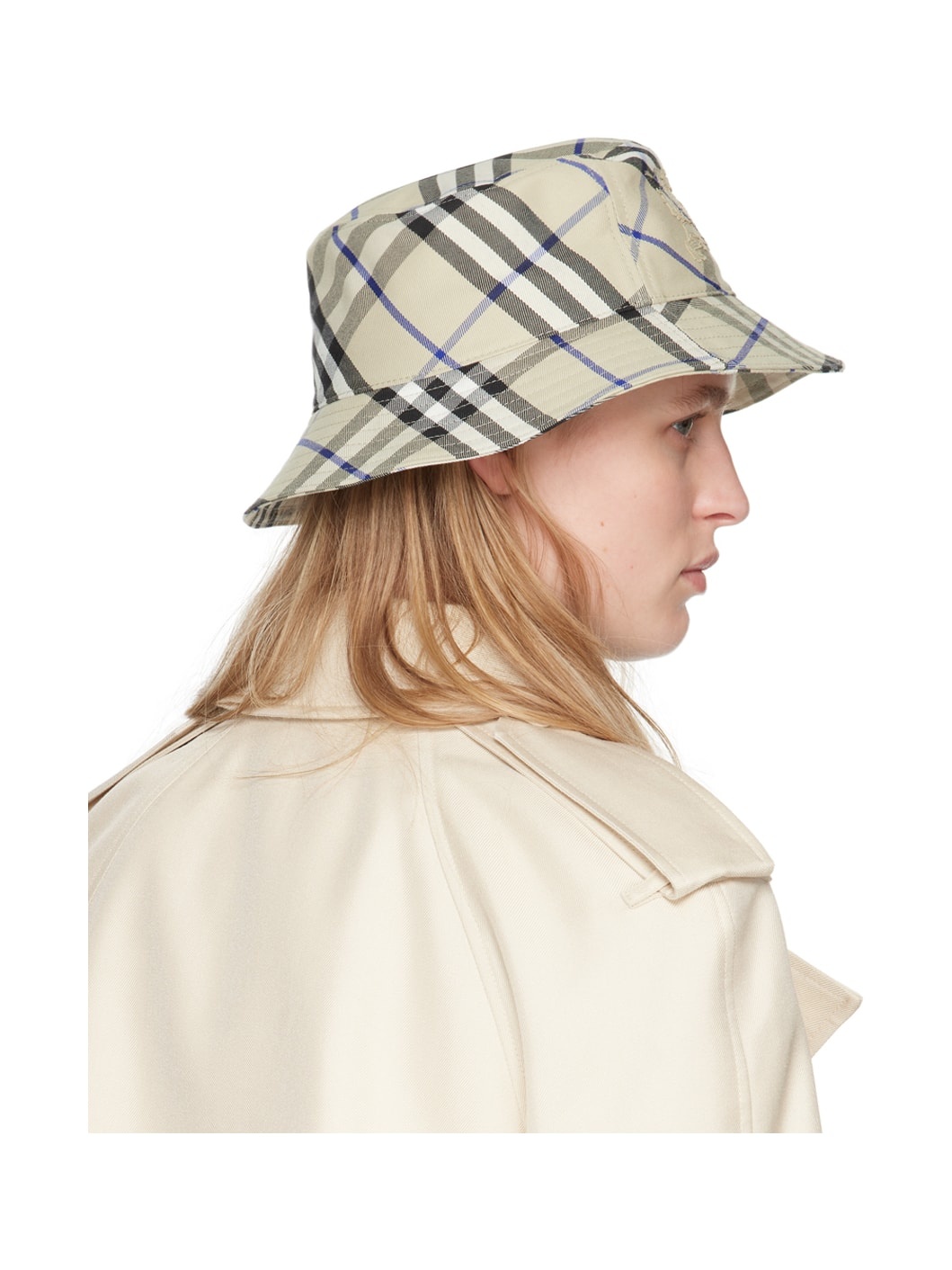 Beige Check Bucket Hat - 3