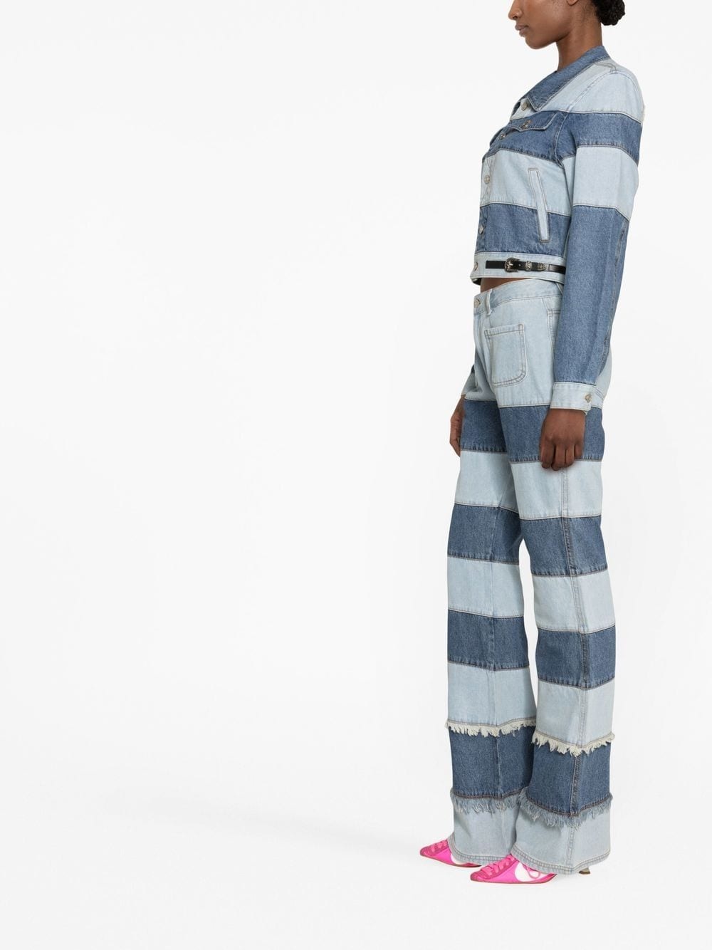 Mahina patchwork-striped denim jacket - 3