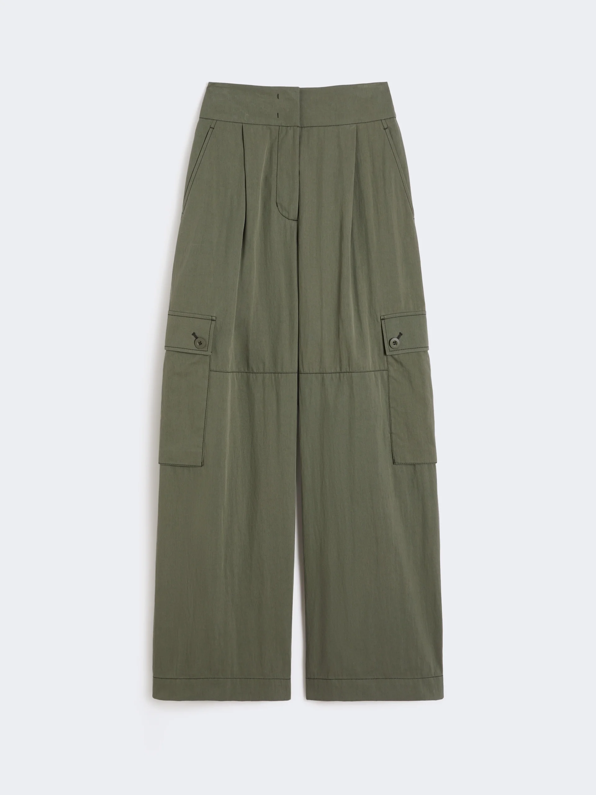 Cotton gabardine trousers - DARK GREEN - 1