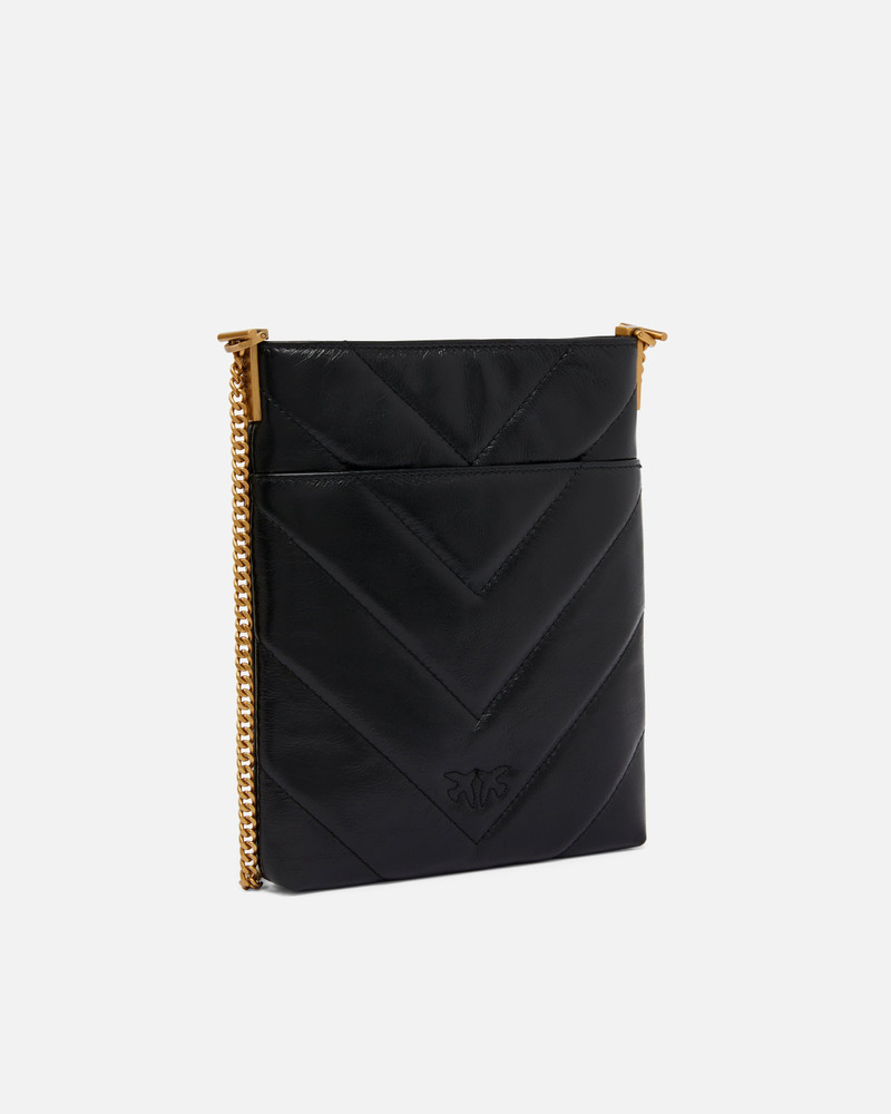 PINKO SMALL FLAT SHOULDER POUCH IN CHEVRON-PATTERNED LEATHER outlook