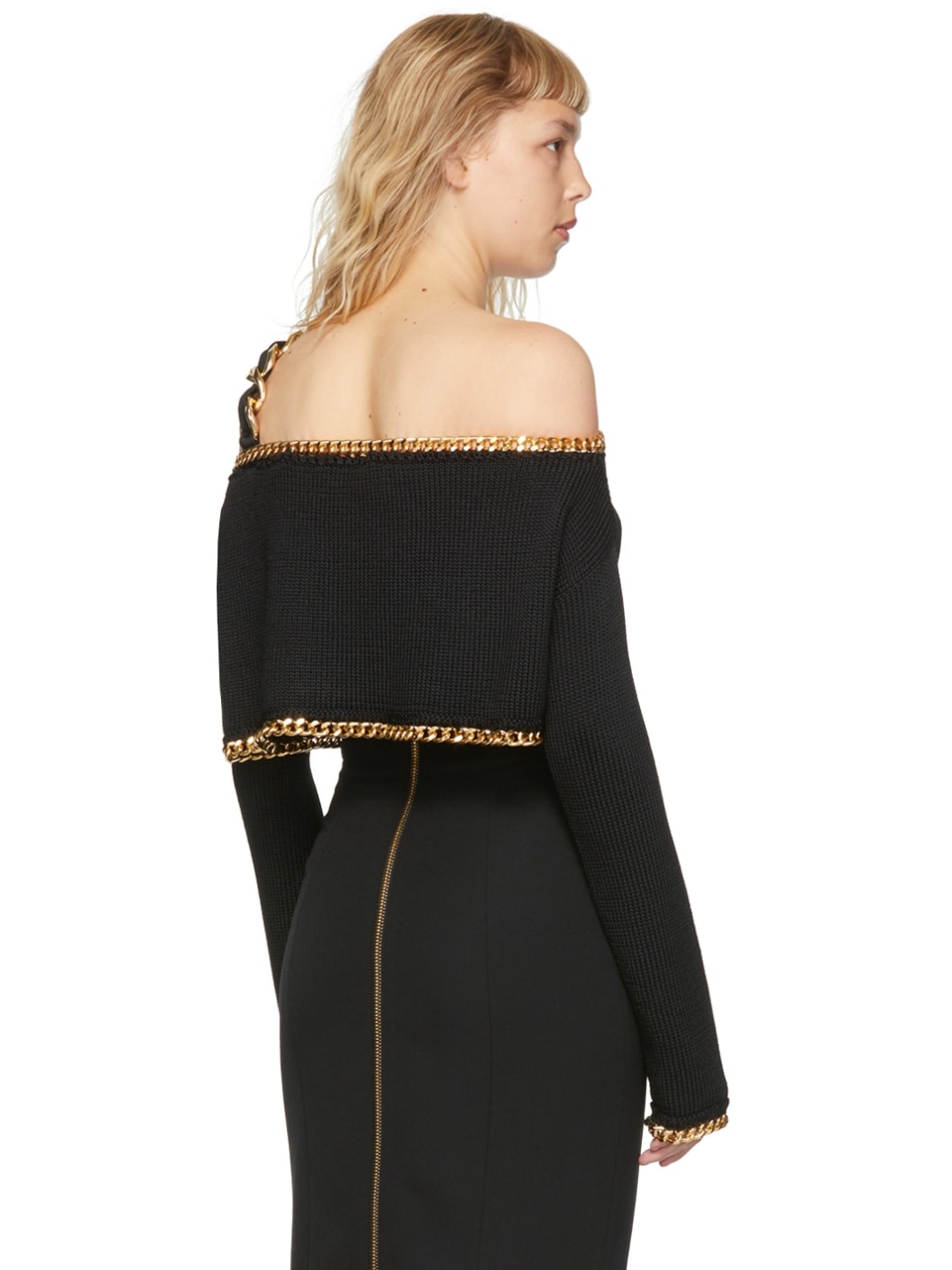 Black Viscose Chain Sweater - 3
