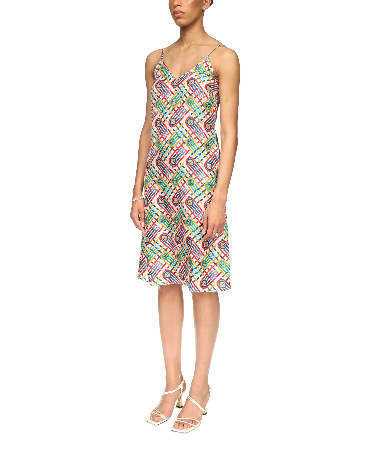 Tennis Monogram Silk Slip Dress | Casablanca Paris - 5