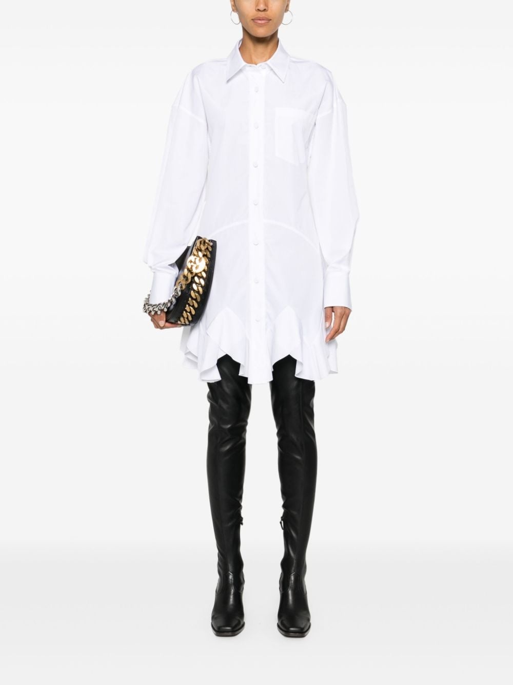 logo-embroidered poplin mini dress - 2