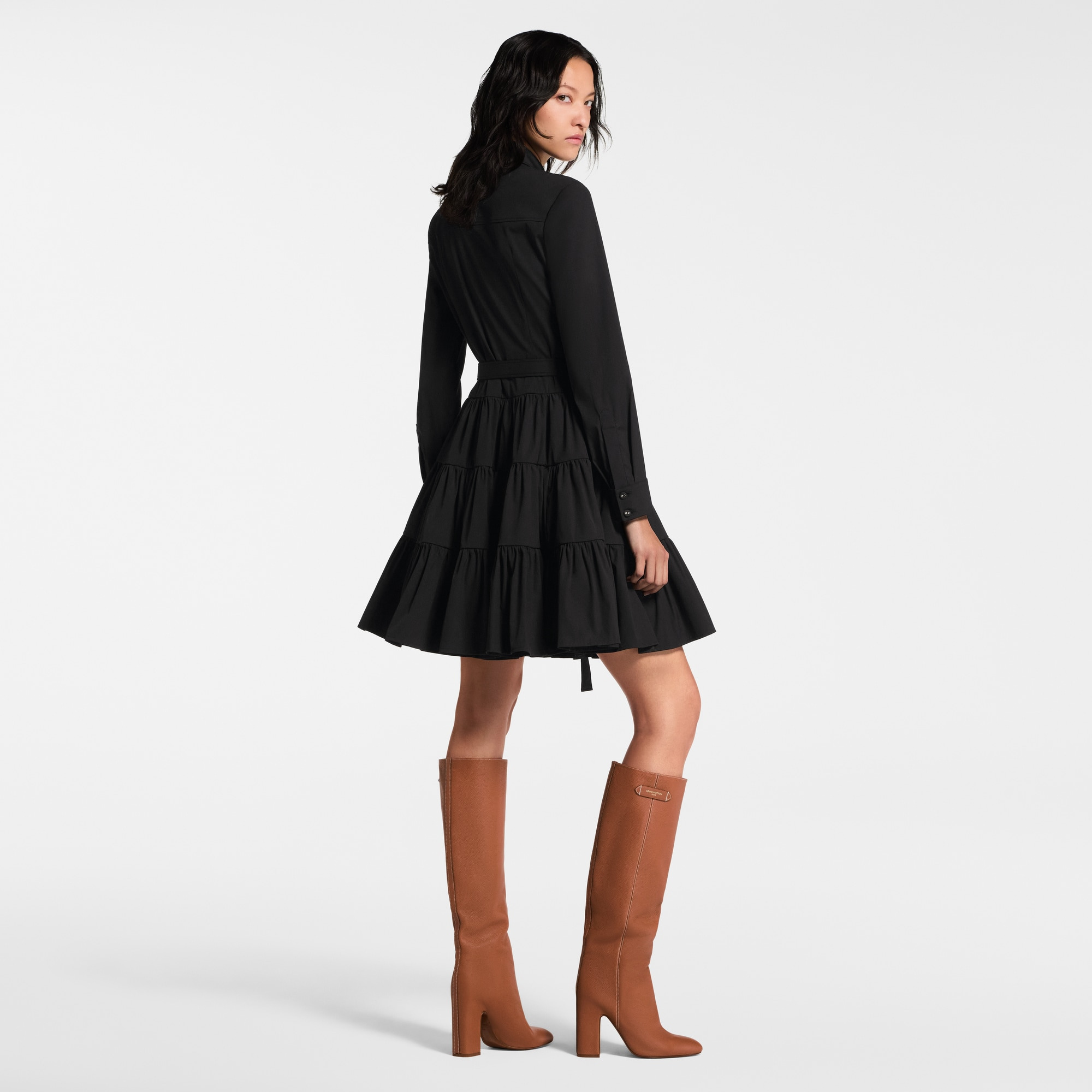 Belted Tiered Shirt Dress - 5