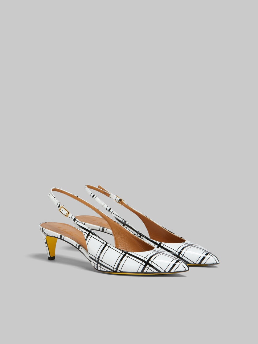 WHITE AND BLACK CHECKED PATENT LEATHER RHYTHM SLINGBACK - 2