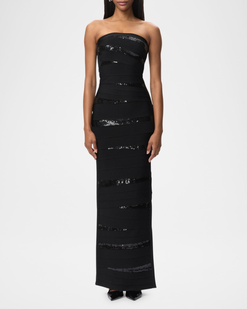 HERVE LEGER The Chiara Sequined Strapless Gown outlook