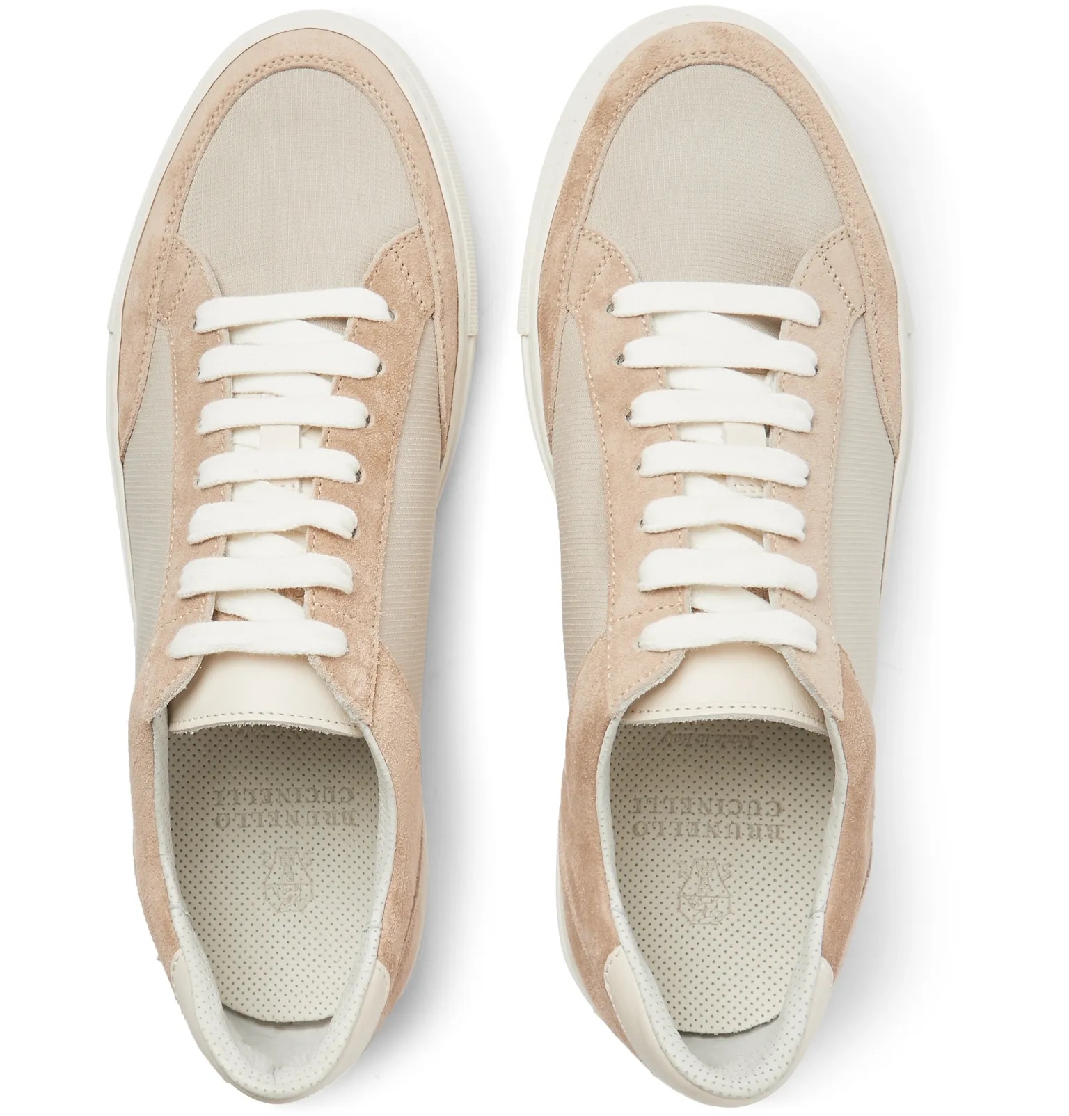 Leather-Trimmed Suede and Ripstop Sneakers - 6