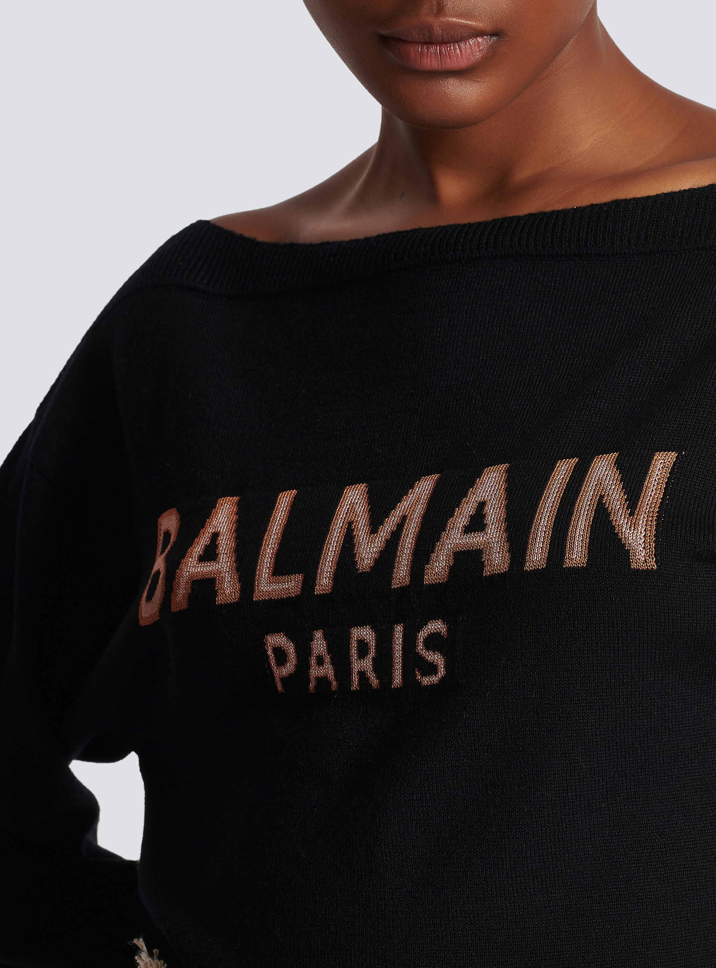 Cropped jacquard jumper with Balmain logo - 7