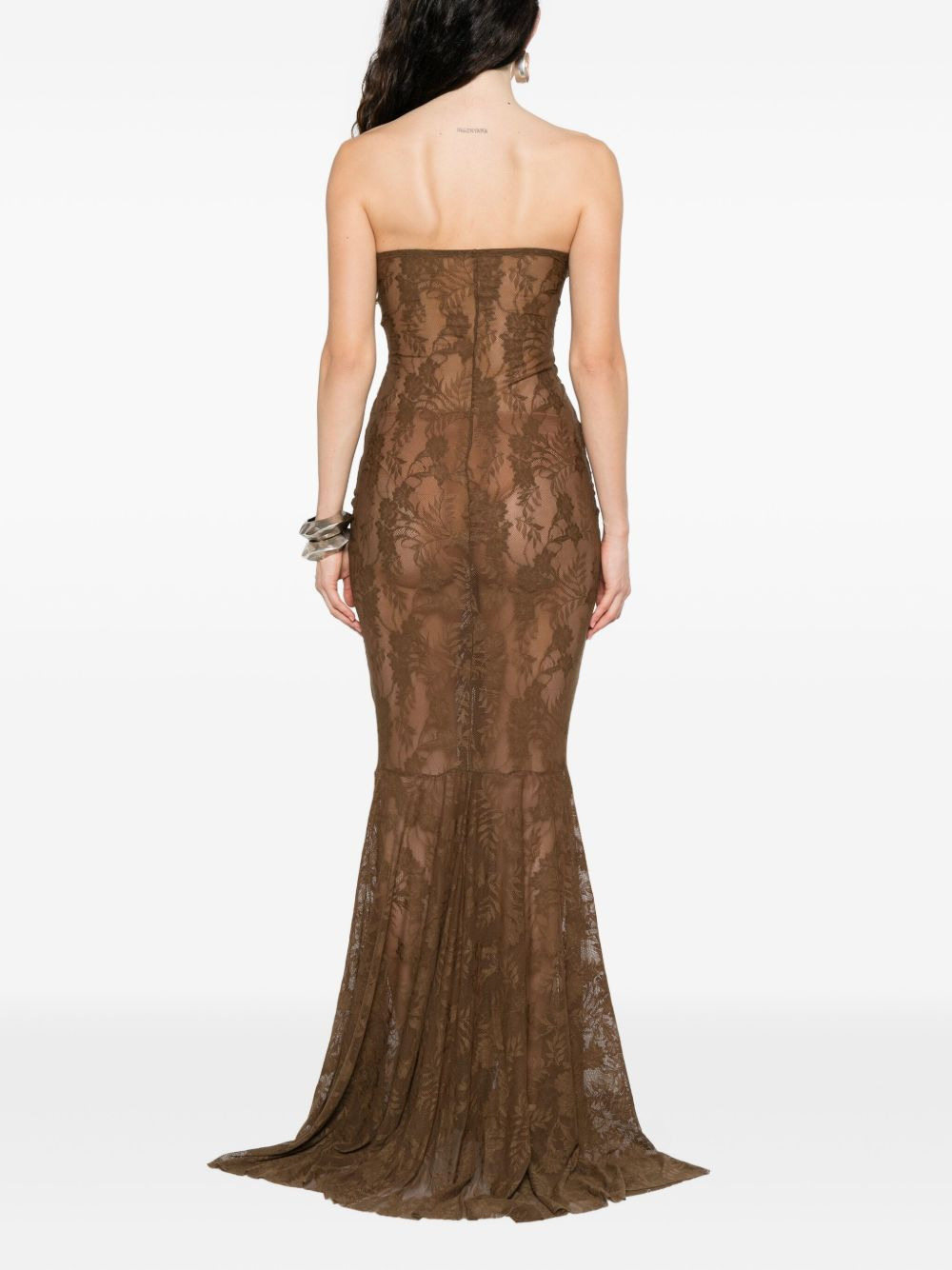 strapless fishtail maxi dress - 4