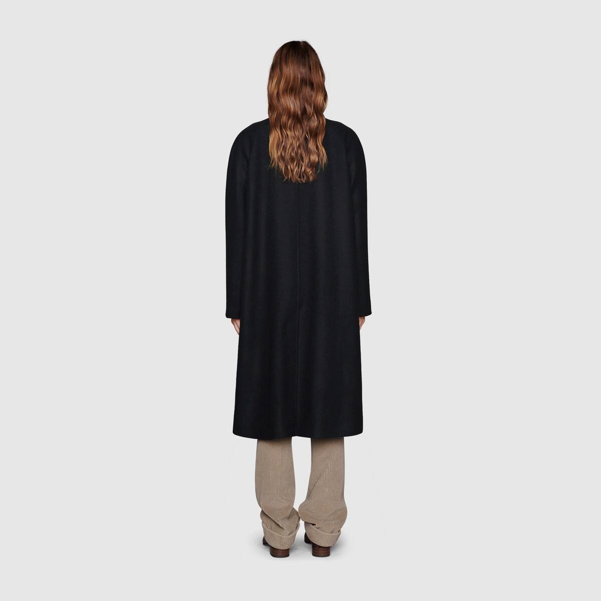 Wool loden coat with Gucci label - 4