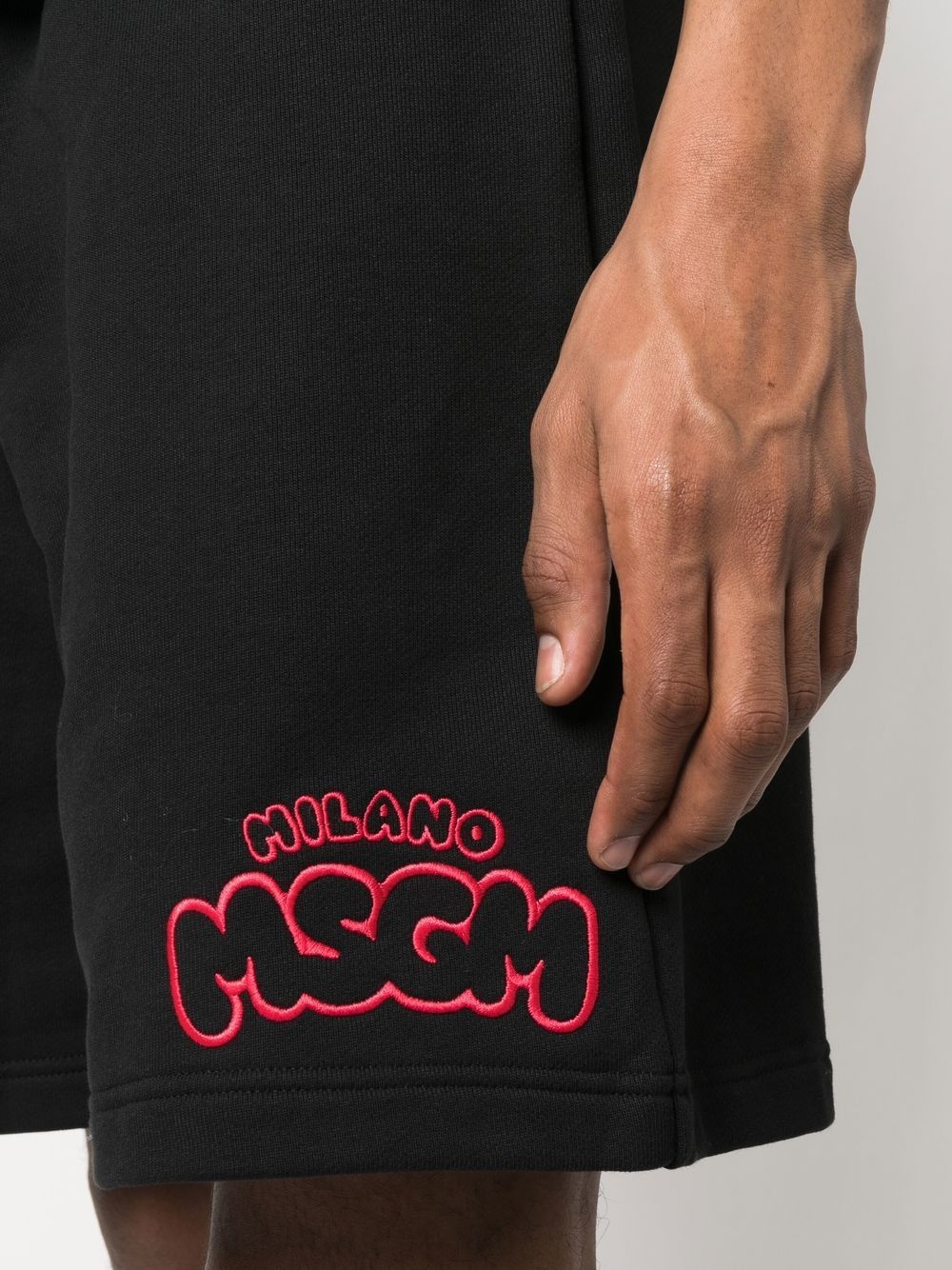 embroidered-logo cotton track shorts - 5