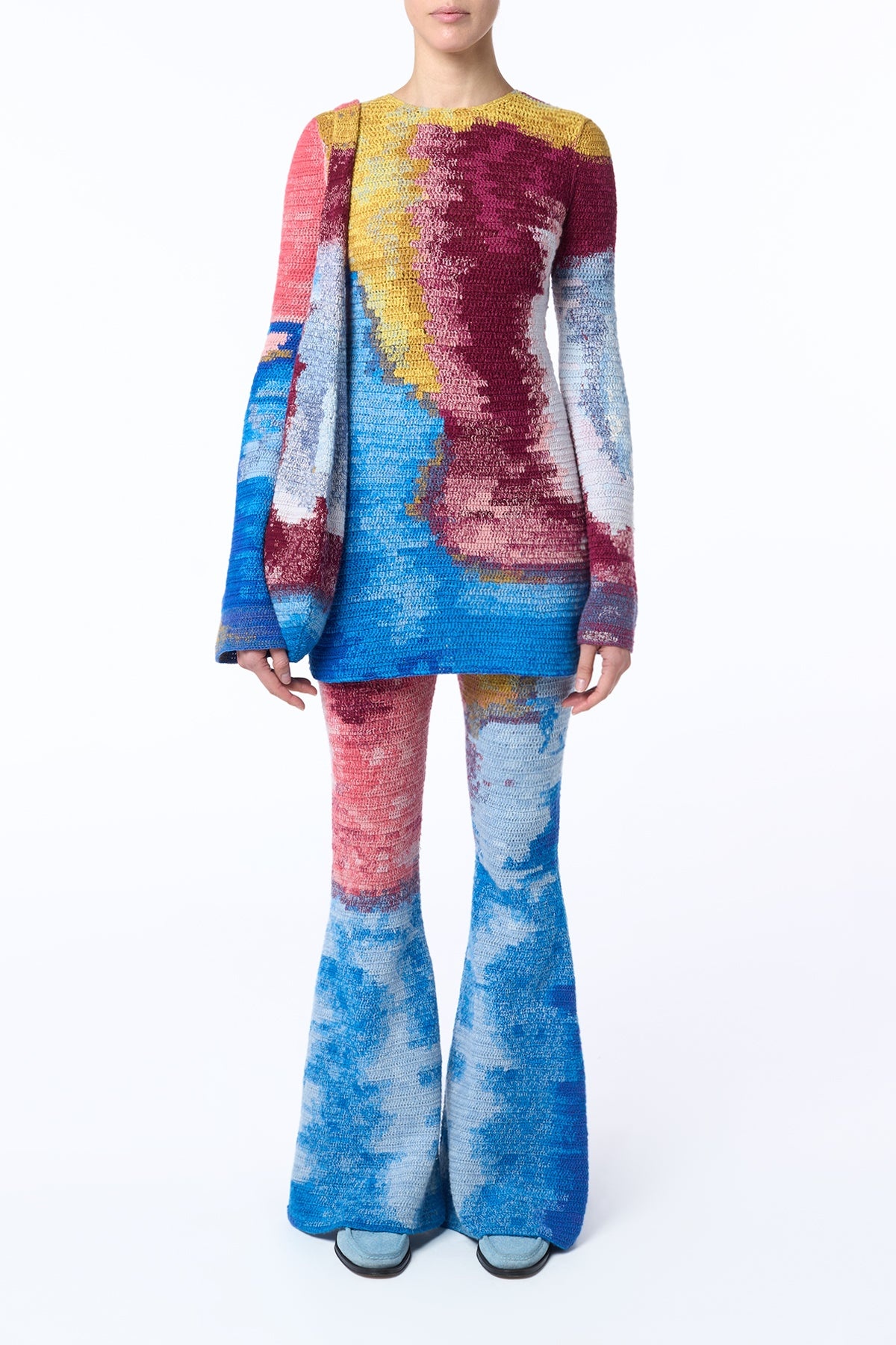 Millicent Crochet Tunic in Aurora Multi Cashmere Wool - 6