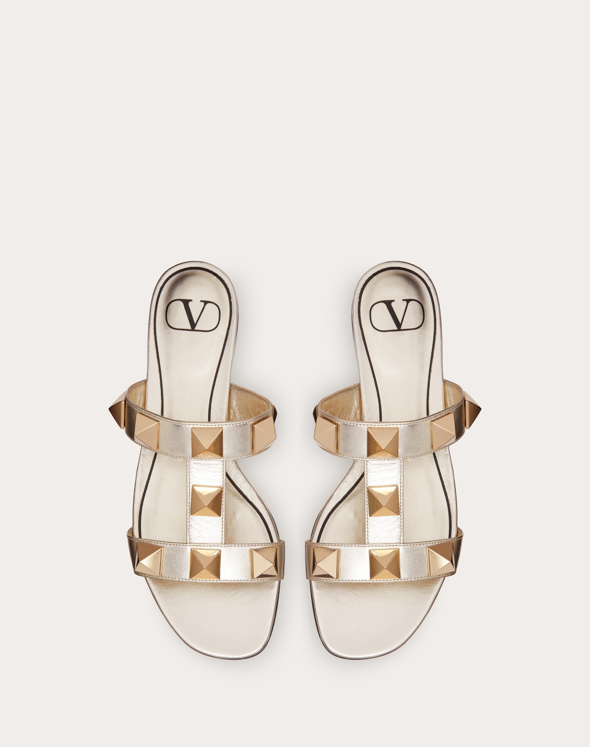 ROMAN STUD METALLIC NAPPA SLIDE SANDAL WITH MATCHING STUDS - 4