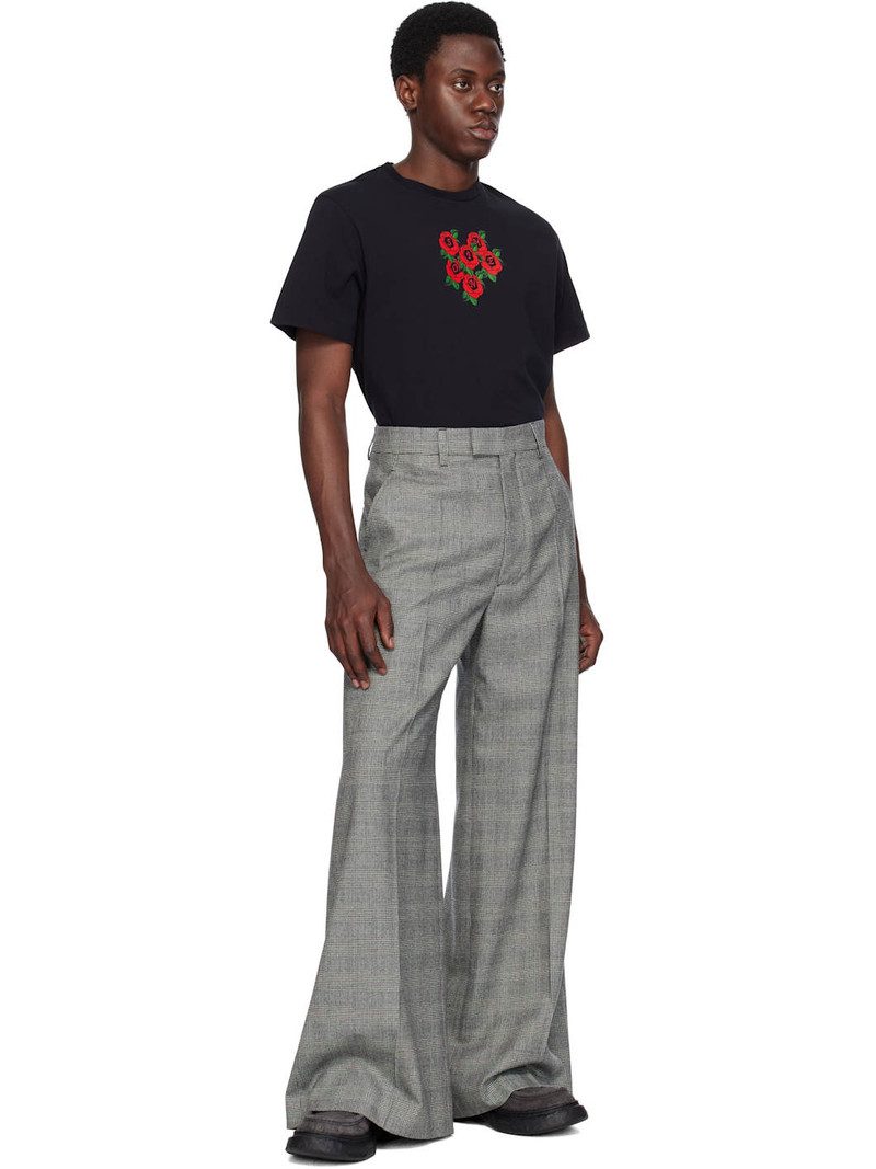 Simone Rocha Black Cluster Rose Logo Print T-shirt outlook