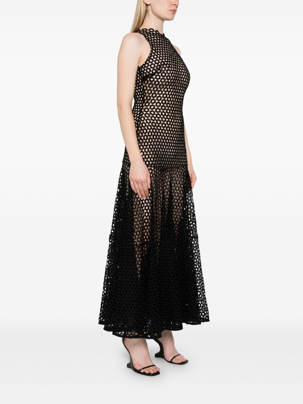 flared-hem macramé maxi dress - 3