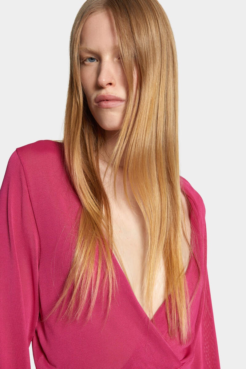 DRAPED V-NECK PULLOVER - 5
