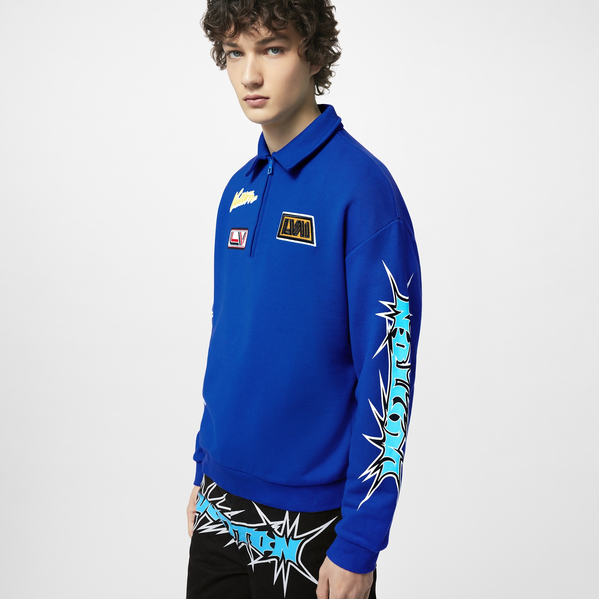 Printed Half-Zipped Cotton Sweatshirt - 4