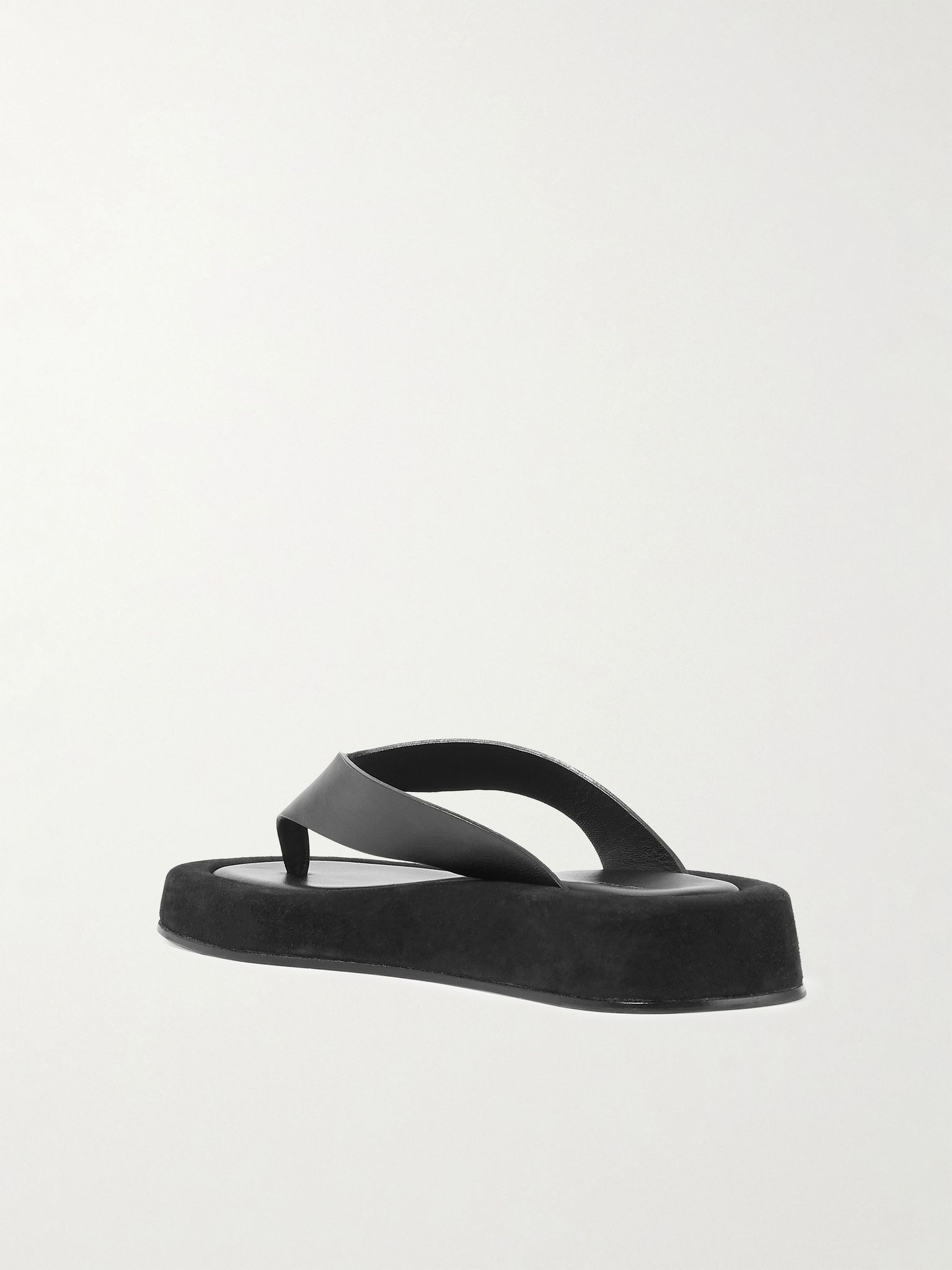 Ginza leather and suede platform flip flops Black - 3