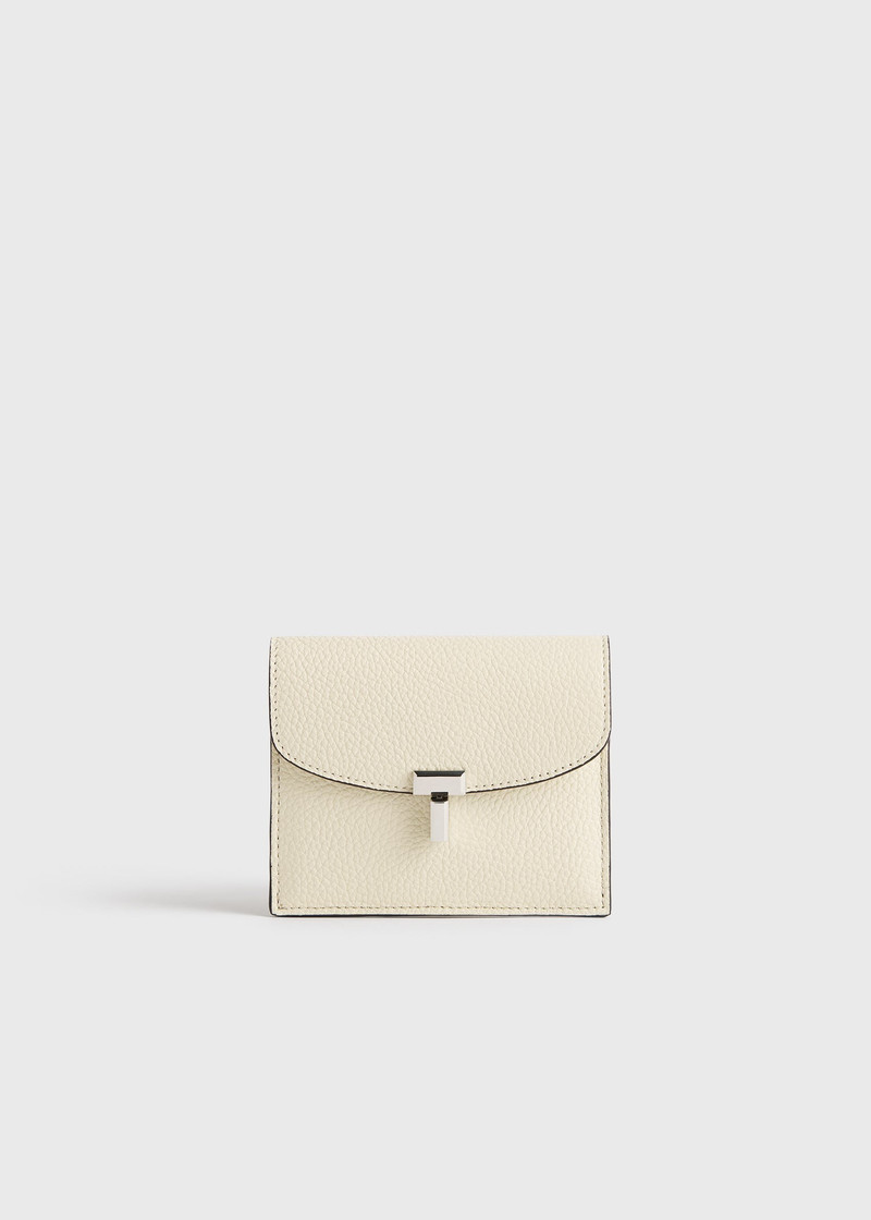 T-lock grained-leather cardholder milk 1