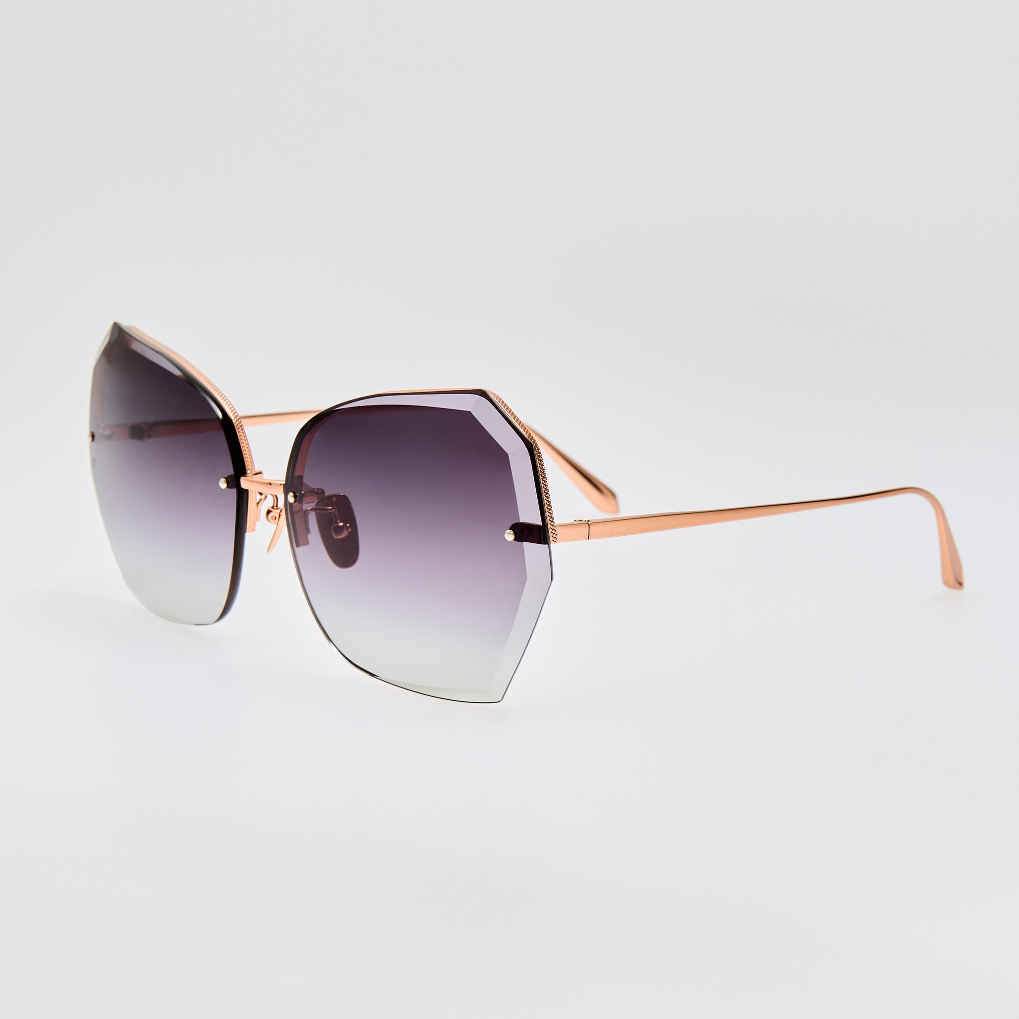 Lila Sunglasses in Grey and 18K Rose Gold - 3