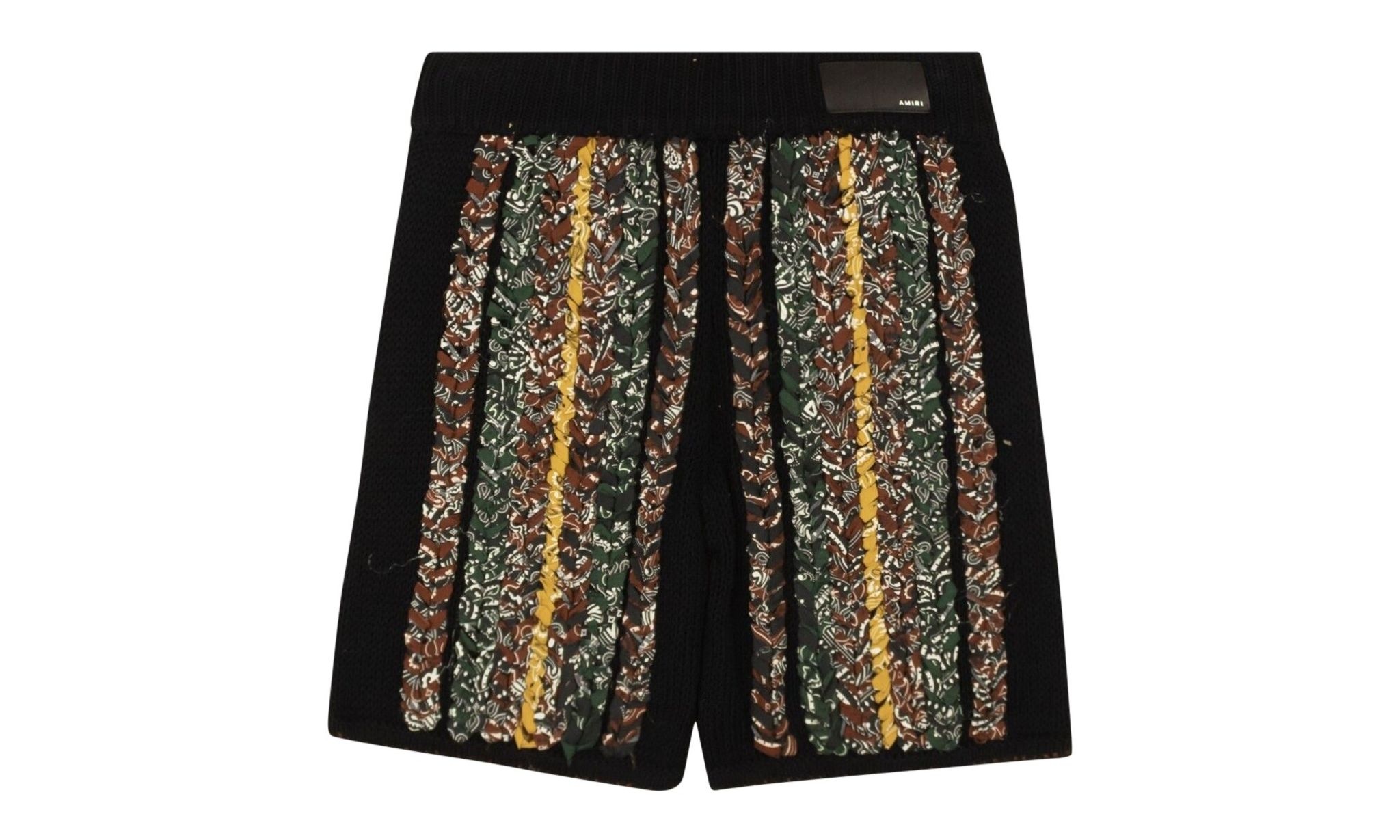 Cotton Braided Bandana Knit Shorts "Black and Multi" - 2