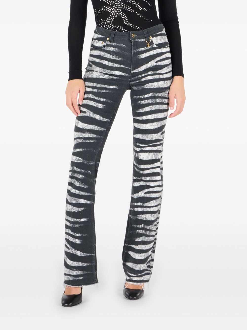 zebra-print flared jeans - 3