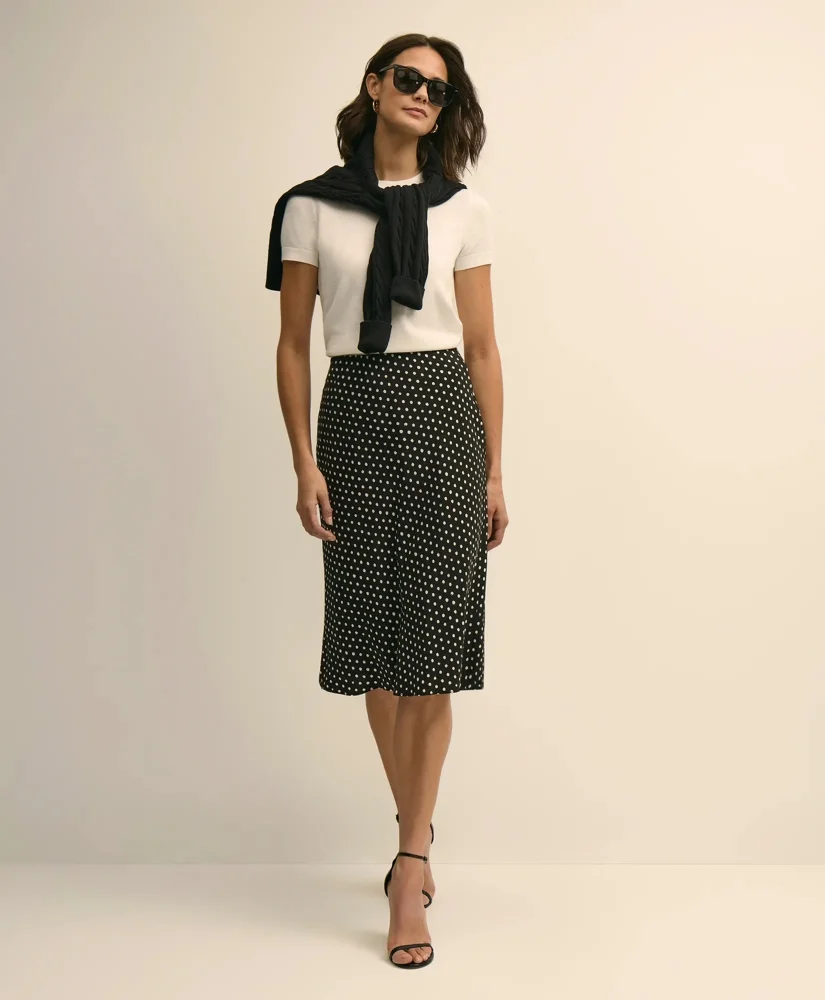 Dot-Print Slip Skirt - 1