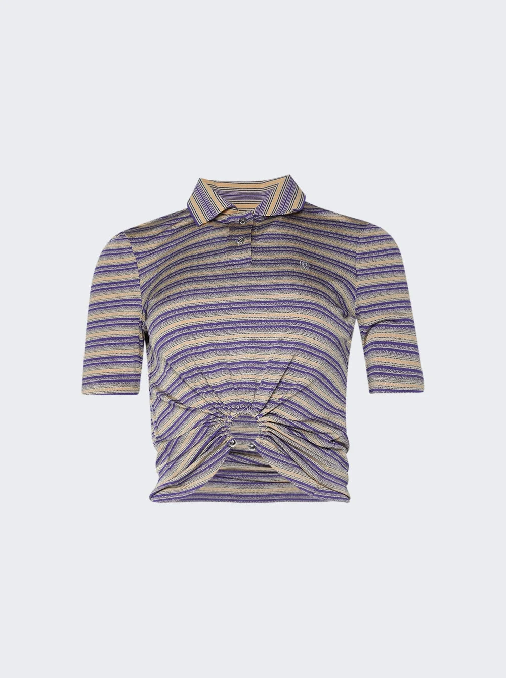 Embellished Striped Polo Shirt Violet - 1