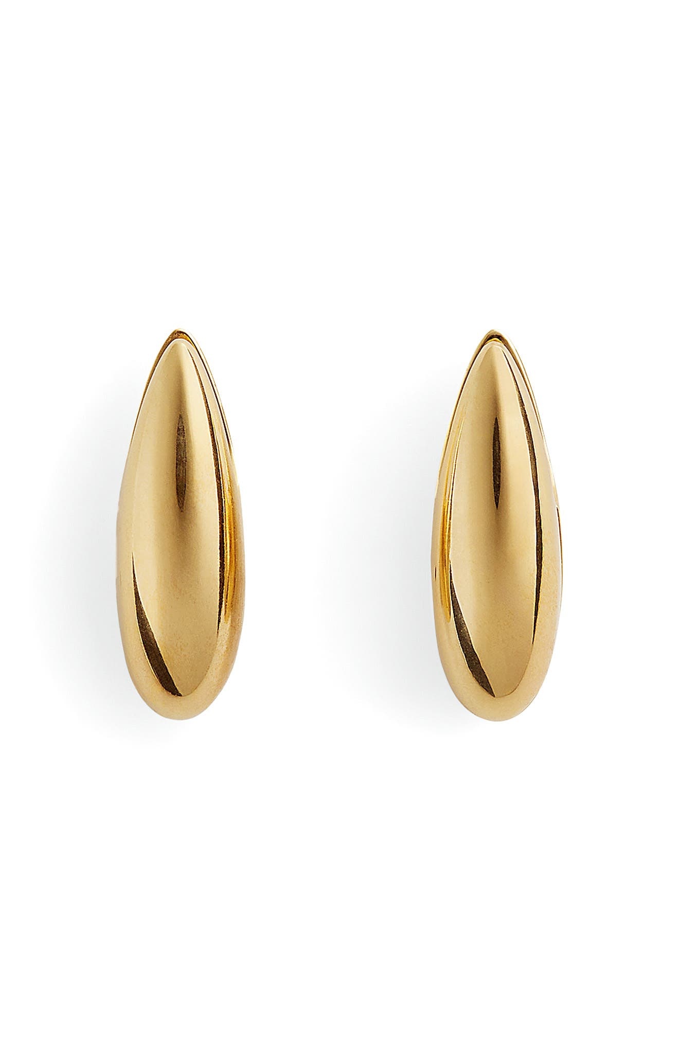 Bottega Veneta Small Ellipse Huggie Hoop Earrings in 8120 Yellow Gold at Nordstrom - 3