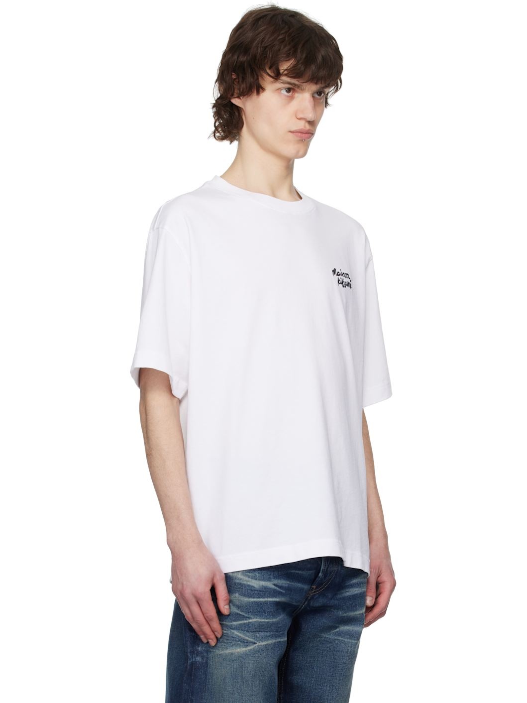 White Handwriting Embroidery Oversize T-shirt - 2