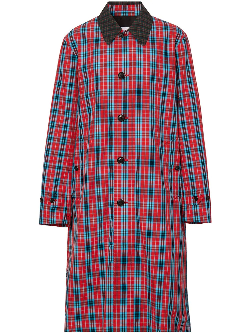 checked twill car coat - 1