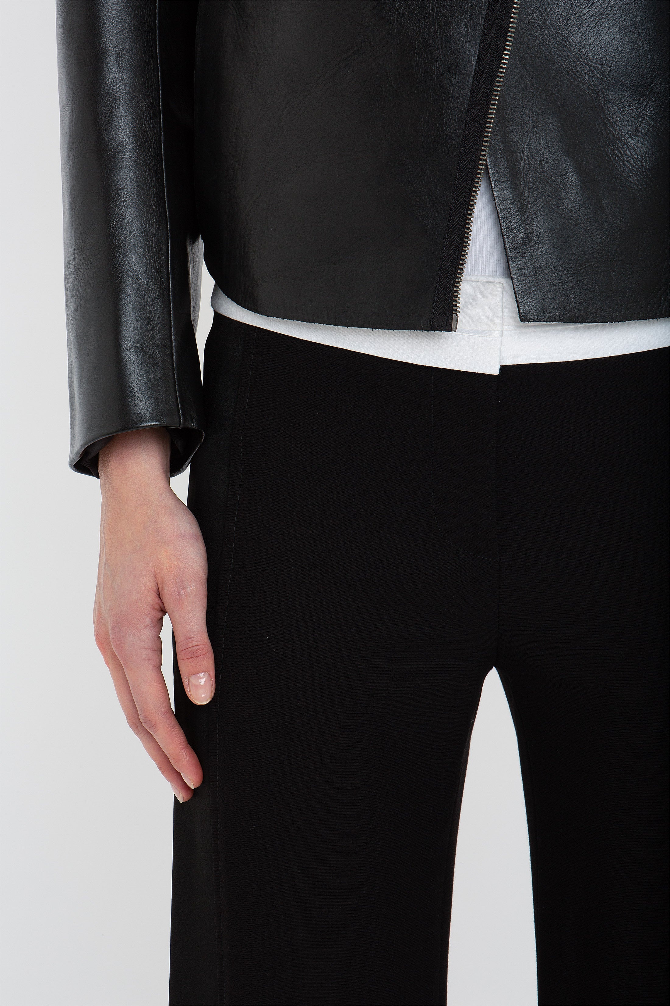 Tailored Leather Biker Jacket In Black - 8