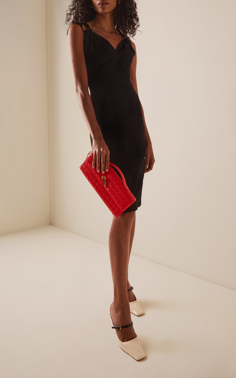 Bottega Veneta Gathered Hardware-Detailed Linen Midi Dress black outlook