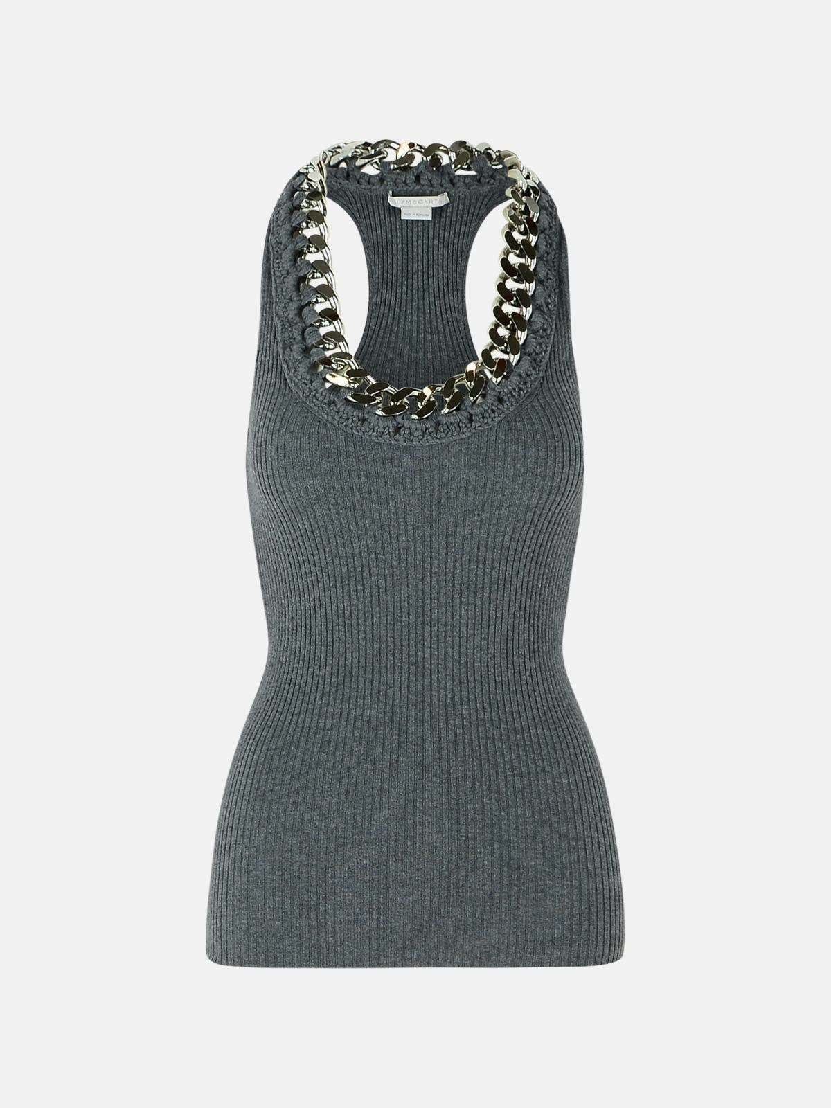 DARK GREY WOOL BLEND TANK TOP - 1