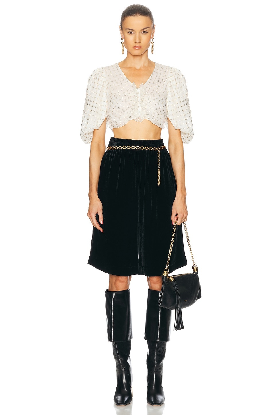Cropped Polka Dot Blouse - 4
