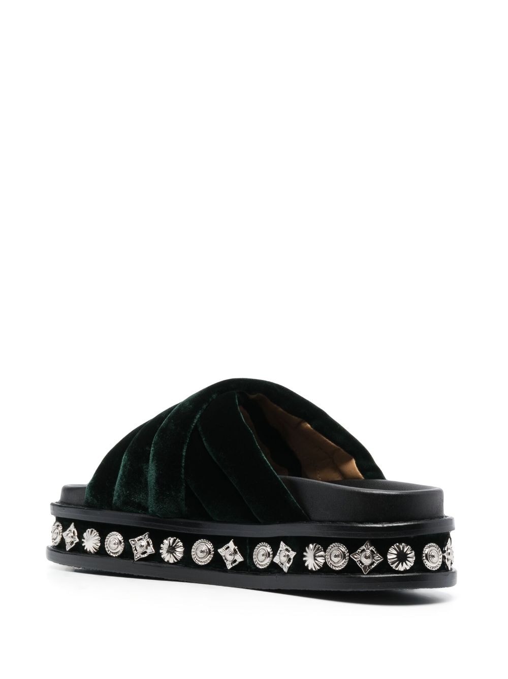 studded 50mm velvet slides - 3