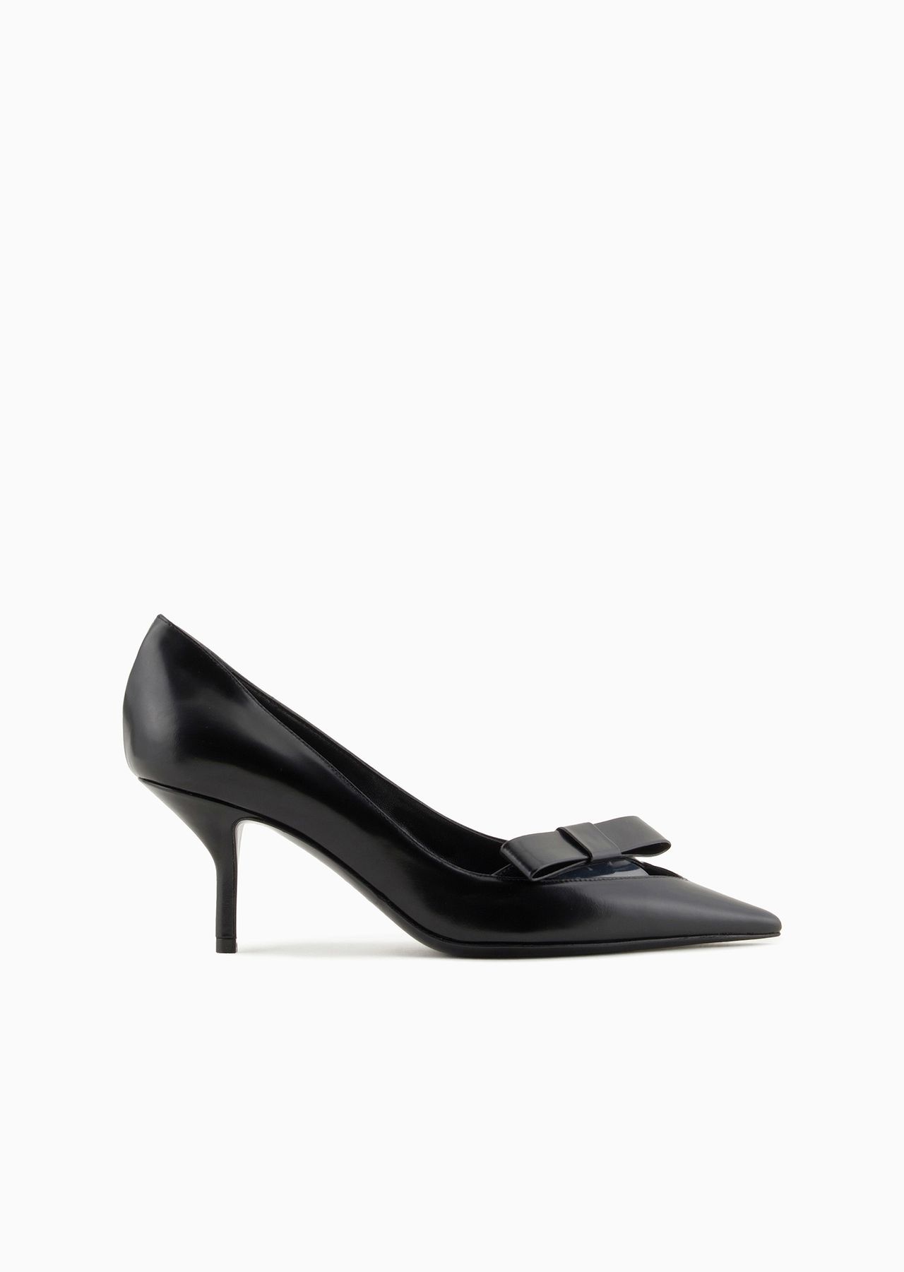 Brushed leather court shoes with bow - 1