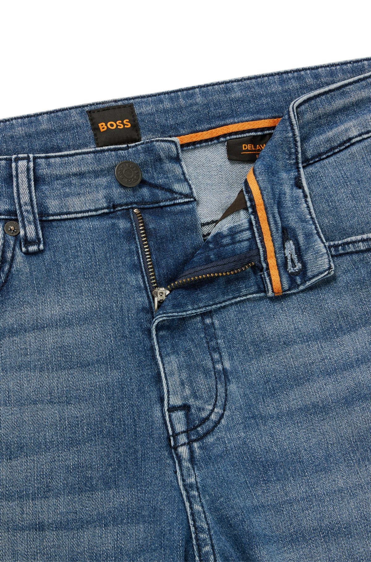 SLIM-FIT JEANS IN MID-BLUE SOFT STRETCH DENIM - 6