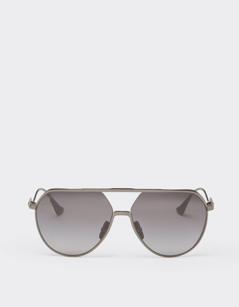 Ferrari sunglasses in matt gunmetal grey titanium with polarised grey gradient lenses 1