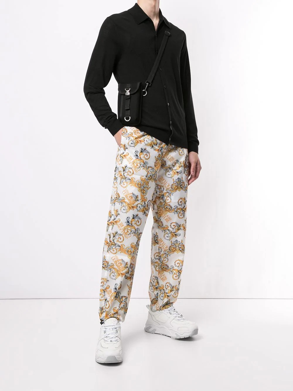 baroque-print drawstring trousers - 2