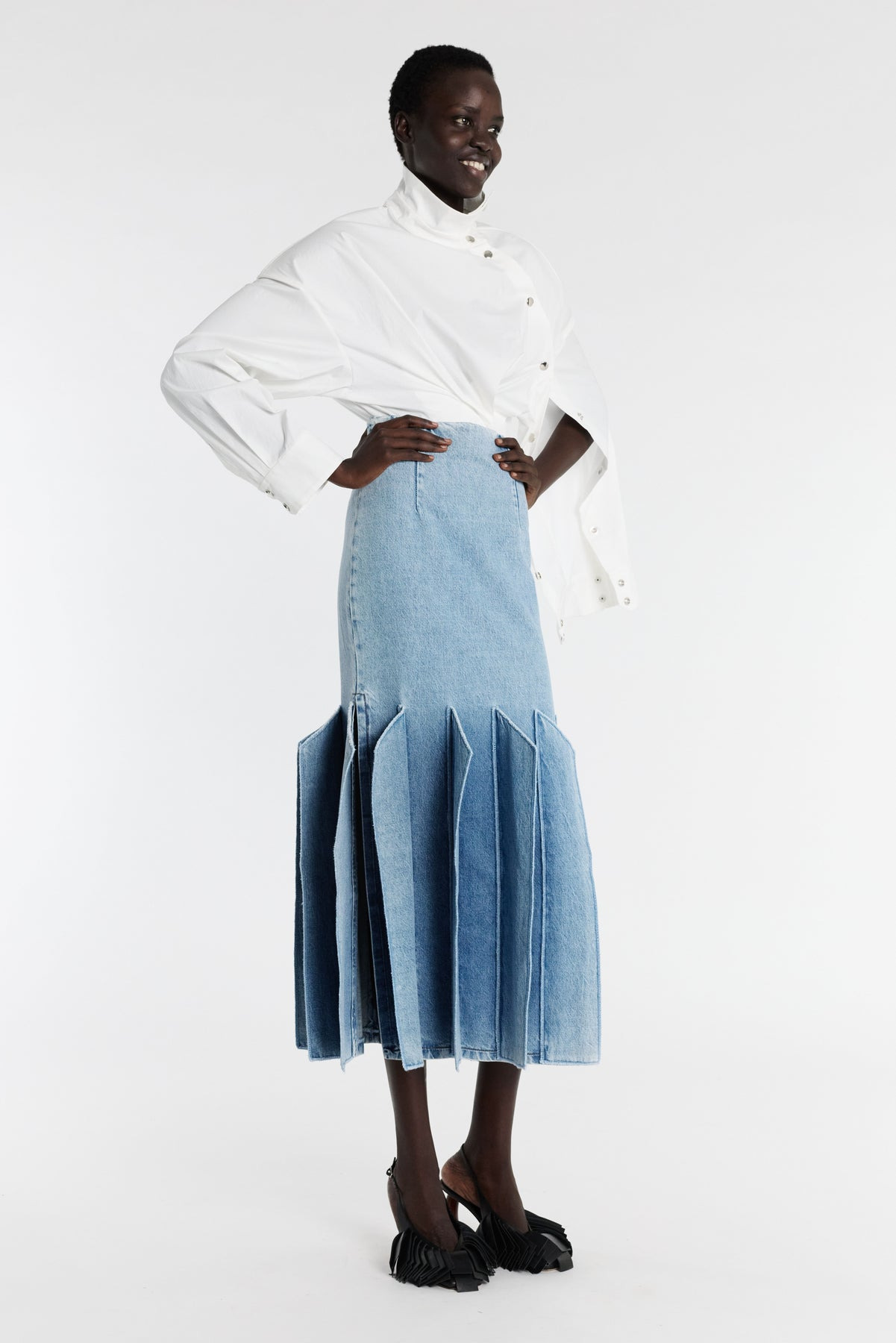 ASYMMETRIC COLLAR SHIRT WHITE - 11