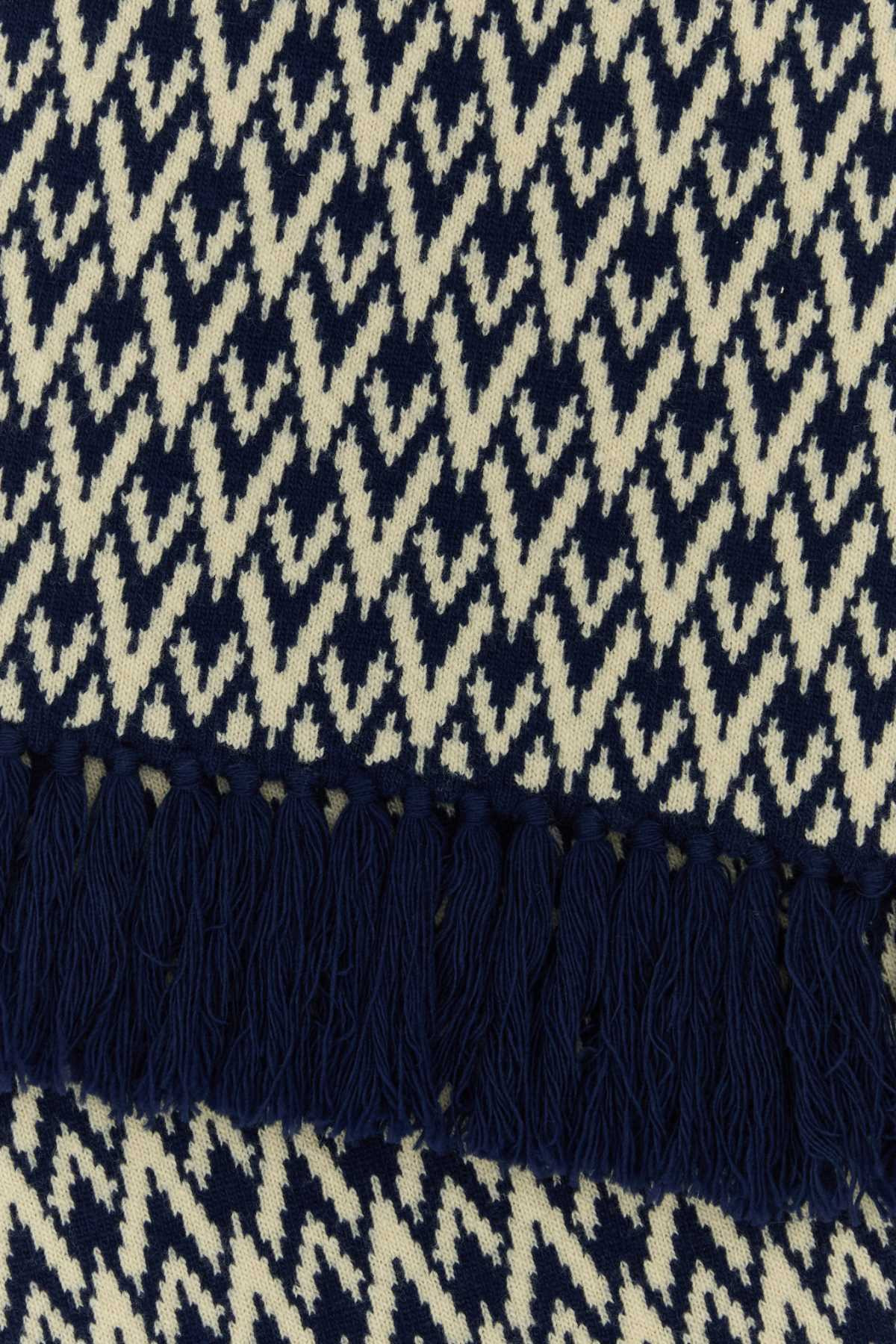 Valentino Garavani Men Embroidered Wool Toute La V Scarf - 2