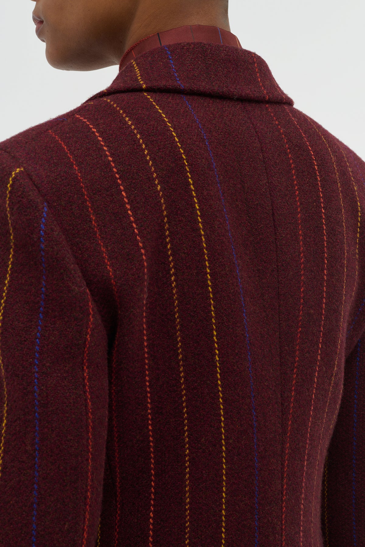 Leiva Blazer in Burnt Sienna Multi Pinstripe Wool Cashmere - 8