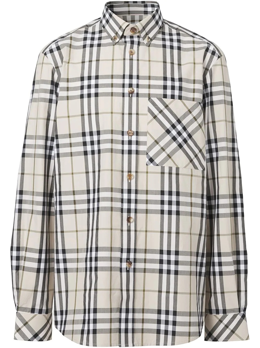 button-down signature check shirt - 1